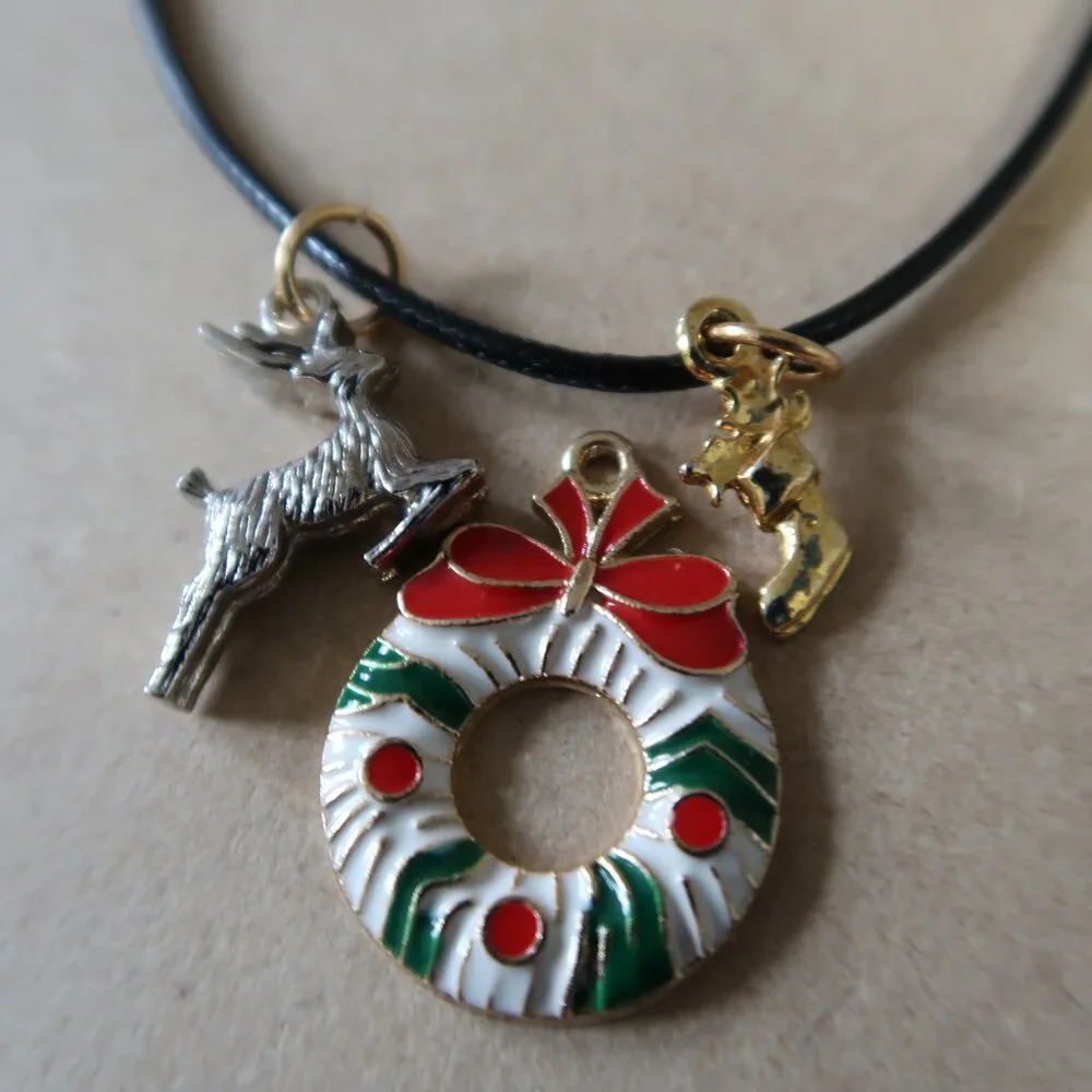 Get Crafty w/ 4pc Mixed Metal Charm Lot Bear Cherub Wreath DIY Jewelry Findings